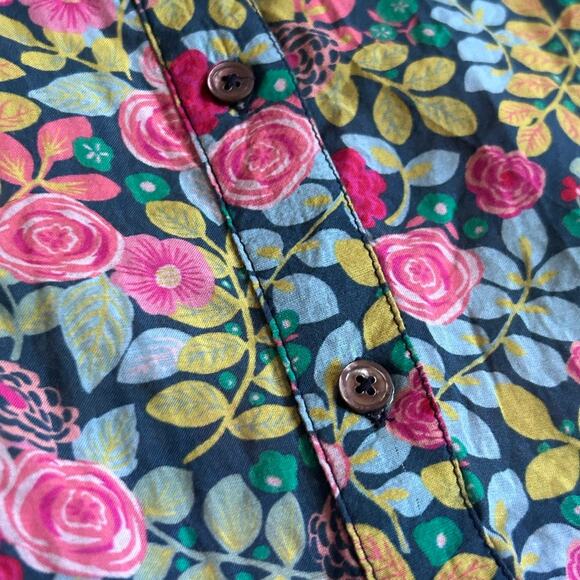 prairie blouse floral cotton button up puff sleeve cottagecore XS Sundance - Picture 2 of 14